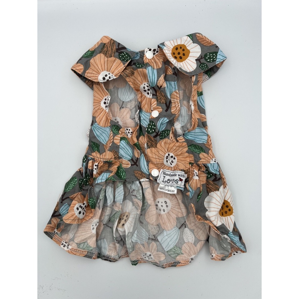 Girl Dog Dress Handmade by Woofwear Boutique Floral w/Ruffle Pet Tropical Retro